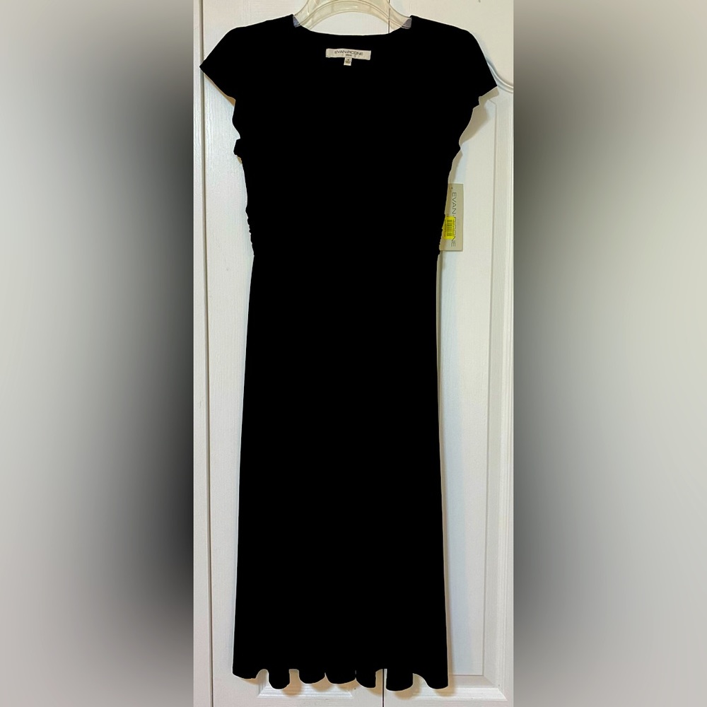 Black dress, calf length